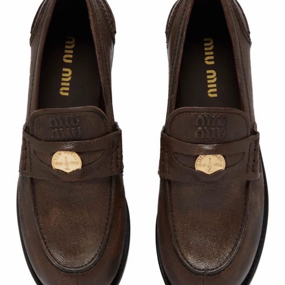 Miu Miu Calfskin penny loafers 38 cocoa brown - Picture 9 of 9